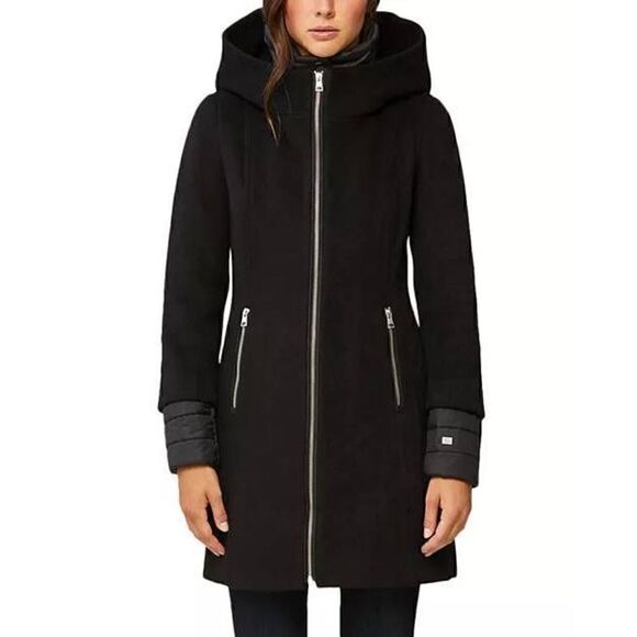 Soia & Kyo Rooney Hooded Mixed Media Coat M - Picture 4 of 11